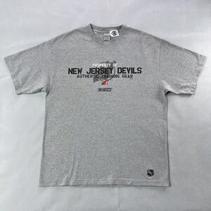 New Jersey Devils Shirt Mens XL Gray NHL Hockey CCM Center Ice Training Tee